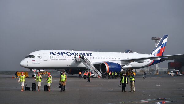 Дальнемагистральный широкофюзеляжный пассажирский самолет Airbus A350-900 авиакомпании Аэрофлот - 俄羅斯衛星通訊社