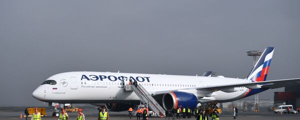 Дальнемагистральный широкофюзеляжный пассажирский самолет Airbus A350-900 авиакомпании Аэрофлот - 俄罗斯卫星通讯社