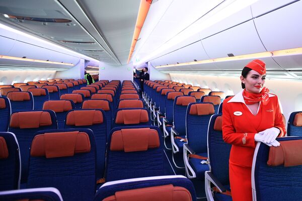 俄航展示帶包廂式公務艙的新型空客A350客機 - 俄羅斯衛星通訊社