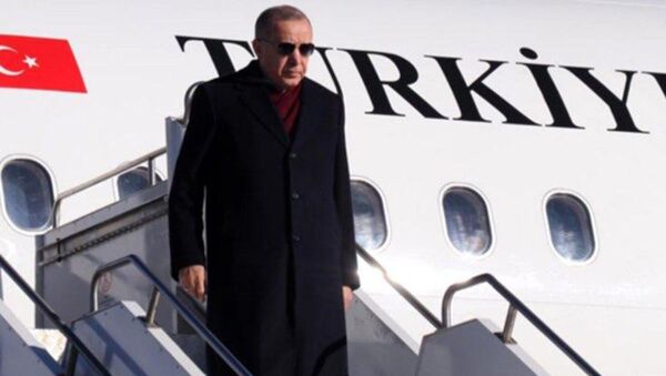 Эрдоган спускается по трапу самолета - 俄罗斯卫星通讯社