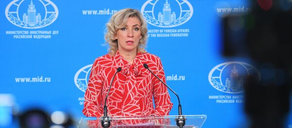 Официальный представитель Министерства иностранных дел России Мария Захарова во время брифинга - 俄罗斯卫星通讯社
