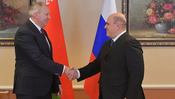Председатель правительства РФ Михаил Мишустин и премьер-министр Белоруссии Сергей Румас - 俄羅斯衛星通訊社