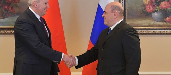 Председатель правительства РФ Михаил Мишустин и премьер-министр Белоруссии Сергей Румас - 俄罗斯卫星通讯社