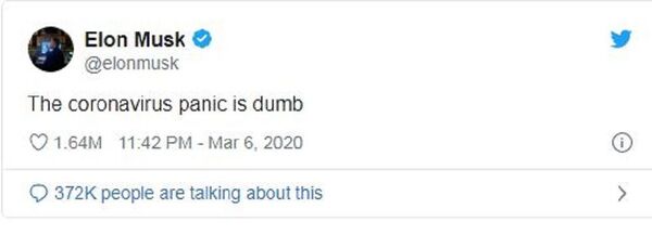 伊隆·馬斯克稱冠狀病毒恐慌是愚蠢的 伊隆·馬斯克稱冠狀病毒恐慌是愚蠢的 - 俄羅斯衛星通訊社