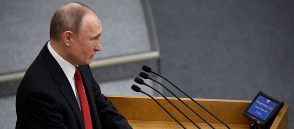 Владимир Путин выступает на пленарном заседании Государственной Думы РФ. Владимир Путин выступает на пленарном заседании Государственной Думы РФ. - 俄罗斯卫星通讯社