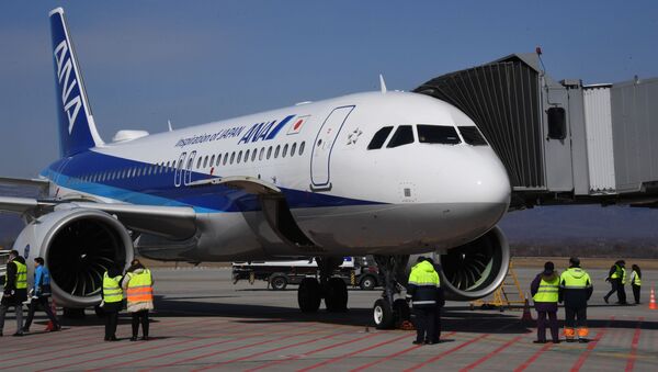 Самолет Airbus 320 японской авиакомпании All Nippon Airways (ANA), совершивший первый рейс по маршруту Токио - Владивосток. - 俄罗斯卫星通讯社
