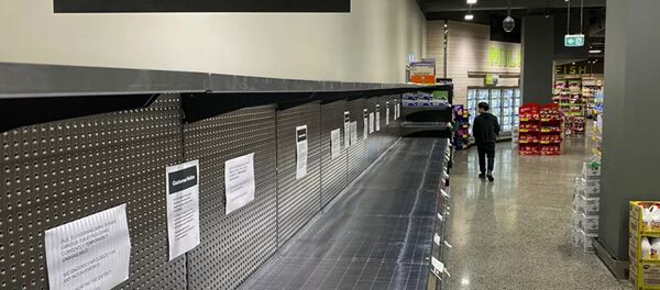 Пустые полки с туалетной бумагой в супермаркете в Европе - 俄羅斯衛星通訊社