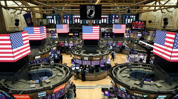 Трейдеры во время работы на Фондовой бирже в Нью-Йорке  - 俄罗斯卫星通讯社