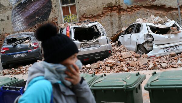 Поврежденные автомобили в результате землетрясения в Загребе - 俄羅斯衛星通訊社