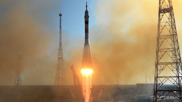 Запуск ракеты-носителя Союз-2.1а со стартовой площадки космодрома Байконур - 俄罗斯卫星通讯社