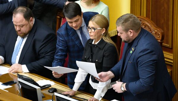 Лидер партии Батькивщина Юлия Тимошенко в раде Украины - 俄罗斯卫星通讯社
