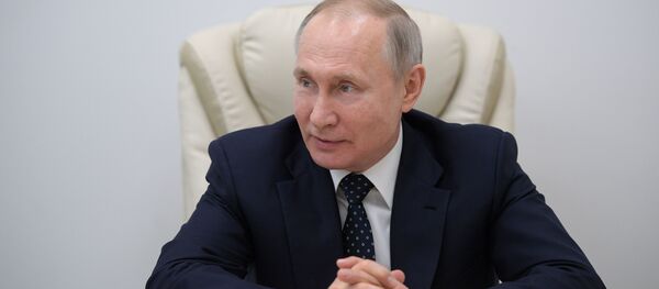 Президент РФ Владимир Путин во время беседы с главврачом во время посещения больницы, предназначенной для пациентов с подозрением на коронавирус, в московском посёлке Коммунарка - 俄羅斯衛星通訊社