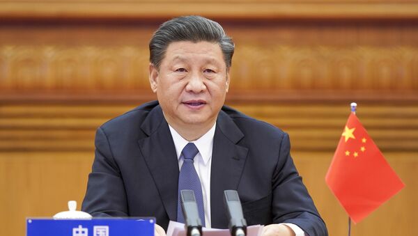 Президент Китая Си Цзиньпин во время вирутального саммита G20 - 俄罗斯卫星通讯社