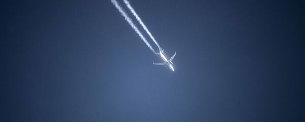 Самолет в небе над Международным аэропортом Шереметьево Самолет в небе над Международным аэропортом Шереметьево - 俄羅斯衛星通訊社