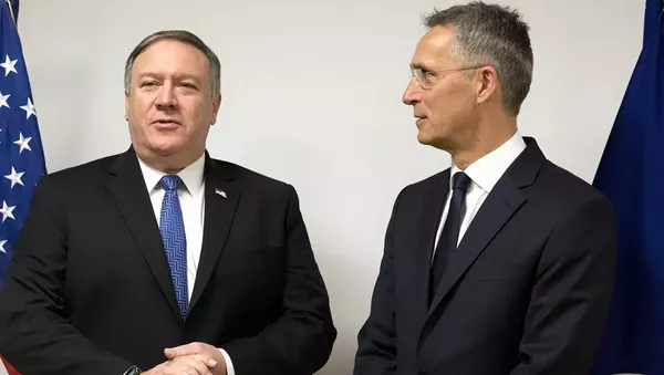 Госсекретарь США Майк Помпео и генеральный секретарь НАТО Йенс Столтенберг - 俄羅斯衛星通訊社