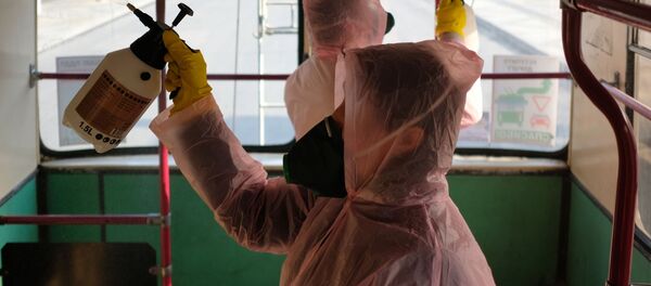 Санитарная обработка общественного транспорта в связи с коронавирусом Санитарная обработка общественного транспорта в связи с коронавирусом - 俄羅斯衛星通訊社