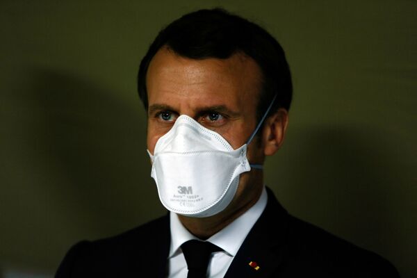 戴口罩的法國總統埃馬紐埃爾·馬克龍 - 俄羅斯衛星通訊社