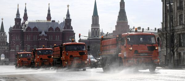 Мойка дорог и тротуаров в Москве - 俄羅斯衛星通訊社