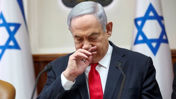 Премьер-министр Израиля Биньямин Нетаньяху на еженедельном заседании кабинета министров в Иерусалиме, Израиль - 俄罗斯卫星通讯社