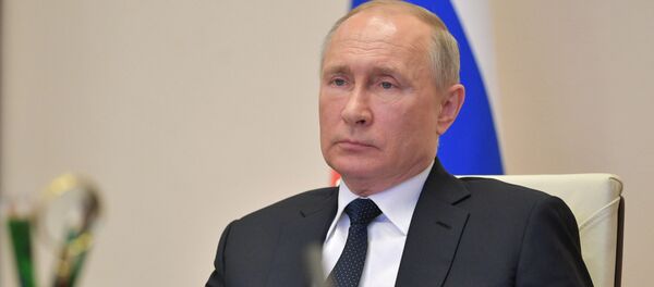 8 апреля 2020. Президент РФ Владимир Путин проводит в режиме видеоконференции совещание с руководителями субъектов РФ. - 俄罗斯卫星通讯社