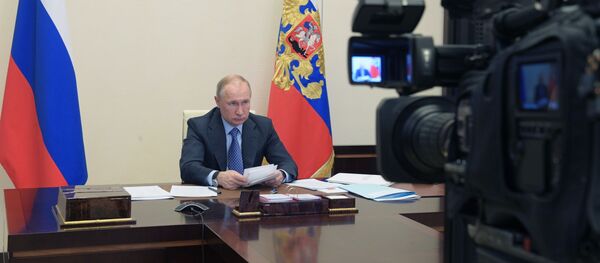 14 апреля 2020. Президент РФ Владимир Путин принимает участие в саммите Евразийского экономического союза (ЕАЭС), который проходит в формате видеоконференции.  - 俄罗斯卫星通讯社