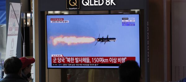 Запуск ракет в КНДР. 14 апреля 2020 Запуск ракет в КНДР. 14 апреля 2020 - 俄罗斯卫星通讯社