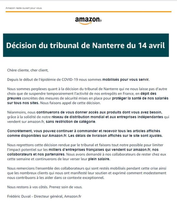 亚马逊暂时关闭法国配送中心 亚马逊暂时关闭法国配送中心 - 俄罗斯卫星通讯社