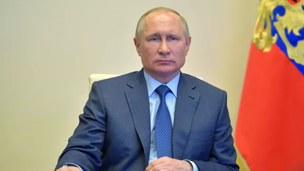 20 апреля 2020. Президент РФ Владимир Путин проводит совещание по вопросу санитарно-эпидемиологической обстановки. - 俄羅斯衛星通訊社