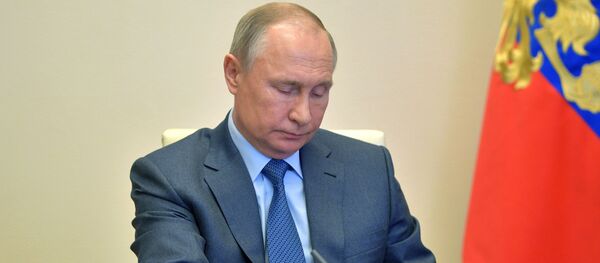 20 апреля 2020. Президент РФ Владимир Путин проводит совещание по вопросу санитарно-эпидемиологической обстановки.  - 俄羅斯衛星通訊社