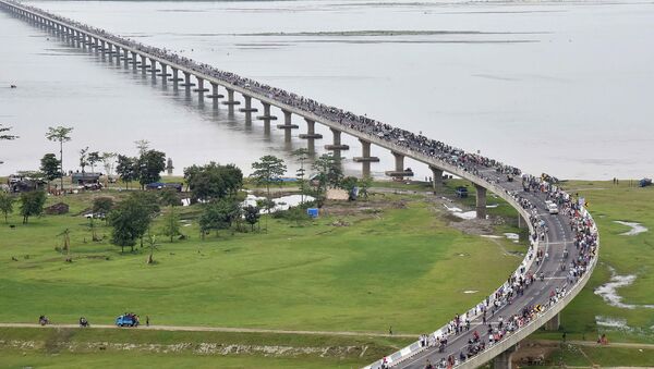 The 9.15-kilometre-long bridge to connect Assam state with Arunachal Pradesh is the longest bridge in India. - 俄羅斯衛星通訊社