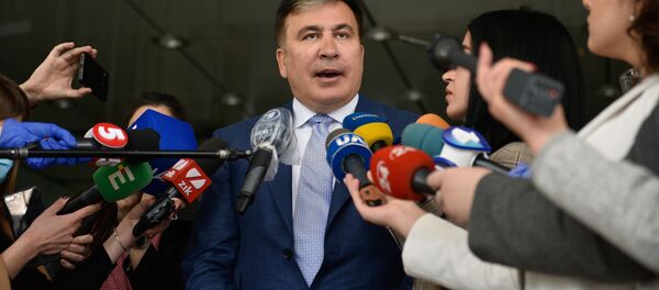 Бывший президент Грузии и экс-губернатор Одесской области Михаил Саакашвили во время встречи с журналистами - 俄羅斯衛星通訊社
