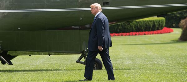 Президент США Дональд Трамп на фоне вертолета, который должен доставить его в загородную резиденцию в Кэмп-Дэвиде - 俄罗斯卫星通讯社