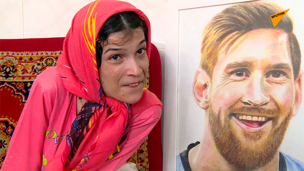 伊朗一位艺术家用脚画名人肖像 - 俄罗斯卫星通讯社