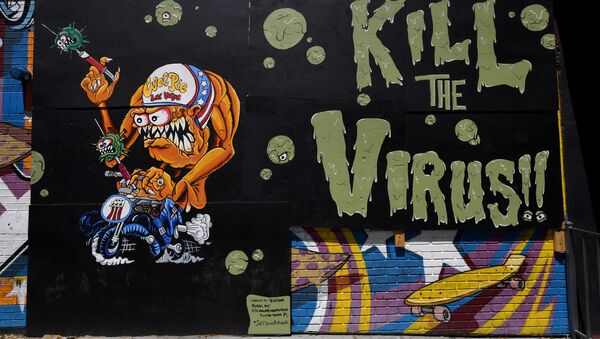 Граффити на стене закрытого ресторана Evel Pieve в Лас-Вегасе  - 俄罗斯卫星通讯社