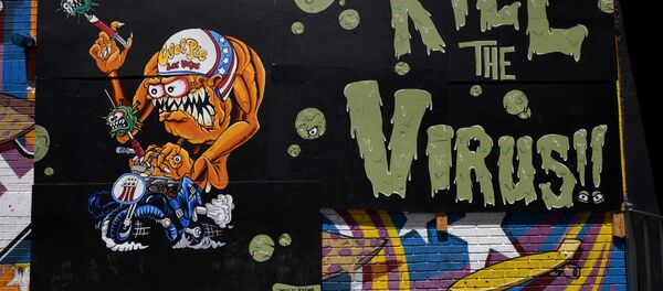 Граффити на стене закрытого ресторана Evel Pieve в Лас-Вегасе  - 俄羅斯衛星通訊社