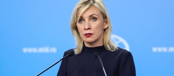Официальный представитель Министерства иностранных дел России Мария Захарова во время брифинга в Москве - 俄罗斯卫星通讯社