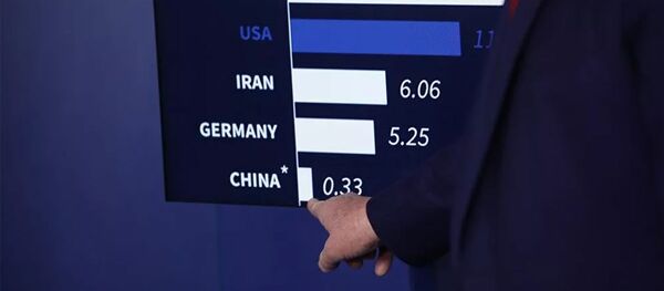 U.S. President Donald Trump speaks as he points towards China on a chart showing daily mortality cases as White House Coronavirus Response Coordinator Deborah Birx listens, during the daily coronavirus task force briefing at the White House in Washington - 俄罗斯卫星通讯社