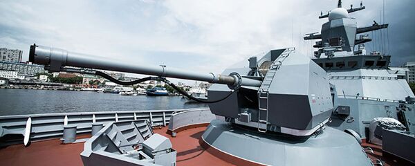 Автоматическая пушка А-190 на носу корвета Совершенный - 俄罗斯卫星通讯社