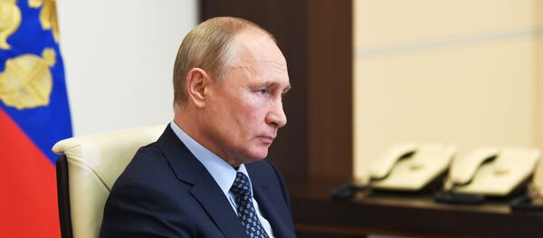 Президент России Владимир Путин во время видео-конференции по коронавирусу. 22 мая 2020 - 俄罗斯卫星通讯社