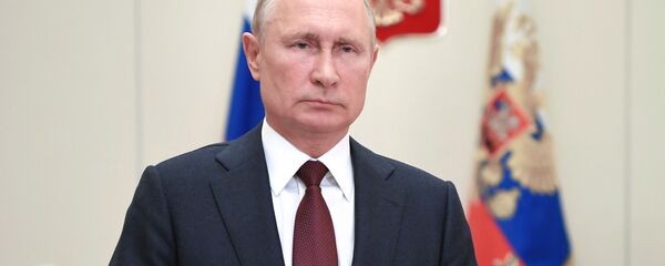 28 мая 2020. Президент РФ Владимир Путин поздравляет военнослужащих и ветеранов пограничной службы ФСБ России с Днём пограничника. 28 мая 2020. Президент РФ Владимир Путин поздравляет военнослужащих и ветеранов пограничной службы ФСБ России с Днём пограничника. - 俄罗斯卫星通讯社
