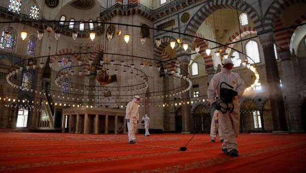Дезинфекция в Мечети Сулеймание в Стамбуле, Турция - 俄羅斯衛星通訊社