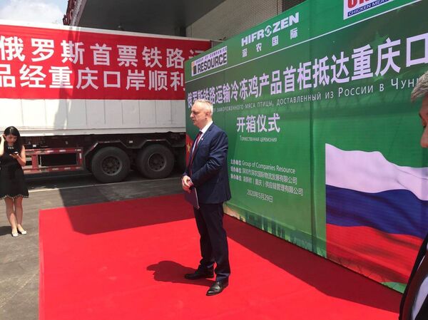 俄羅斯鐵路運輸冷凍雞產品首櫃經新物流線路抵達重慶口岸 - 俄羅斯衛星通訊社