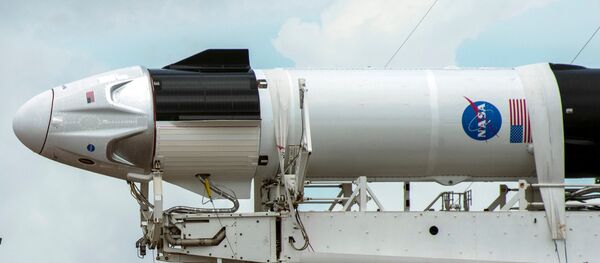 Crews work on the SpaceX Crew Dragon, attached to a Falcon 9 booster rocket, as it sits horizontal on Pad39A at the Kennedy Space Center in Cape Canaveral, Florida, U.S. May 26, 2020. - 俄罗斯卫星通讯社