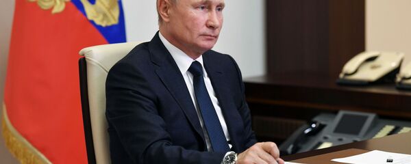 1 июня 2020. Президент РФ Владимир Путин в День защиты детей проводит встречу в режиме телемоста с уполномоченным по правам ребенка Анной Кузнецовой и многодетными семьями - 俄罗斯卫星通讯社