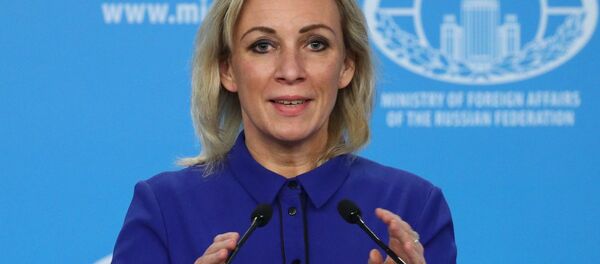 Официальный представитель Министерства иностранных дел России Мария Захарова во время брифинга в Москве Официальный представитель Министерства иностранных дел России Мария Захарова во время брифинга в Москве - 俄罗斯卫星通讯社