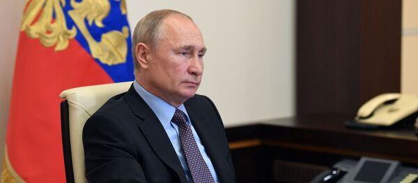 5 июня 2020. Президент РФ Владимир Путин во время встречи с представителями общественных организаций, работающих в сфере экологии и зоозащиты, в режиме телеконференции. 5 июня 2020. Президент РФ Владимир Путин во время встречи с представителями общественных организаций, работающих в сфере экологии и зоозащиты, в режиме телеконференции. - 俄罗斯卫星通讯社