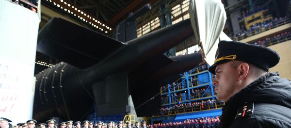 Спуск на воду атомной подводной лодки Белгород в Архангельской области  - 俄罗斯卫星通讯社