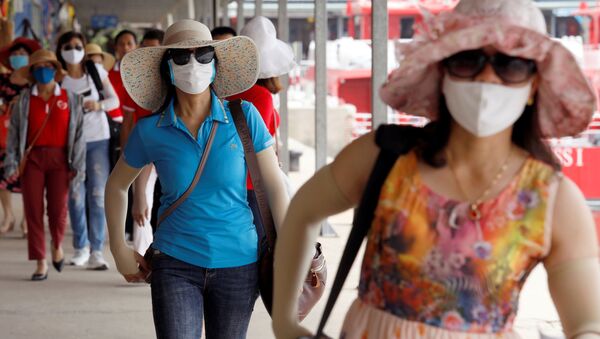 Вьетнамские туристы в масках  - 俄罗斯卫星通讯社