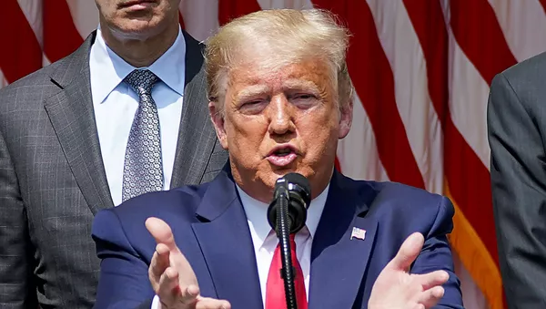 Президент США Дональд Трамп во время пресс-конференции - 俄羅斯衛星通訊社