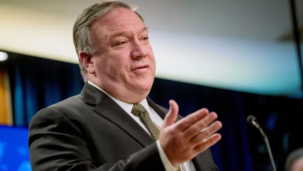 Госсекретарь США Майк Помпео во время пресс-конференции в Вашингтоне  - 俄羅斯衛星通訊社